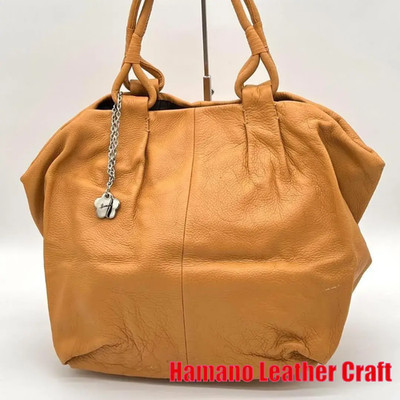 Hamano バッグ Hamano Leather Craft Tote Bag, Vintage Leather, Simple, Brown USED