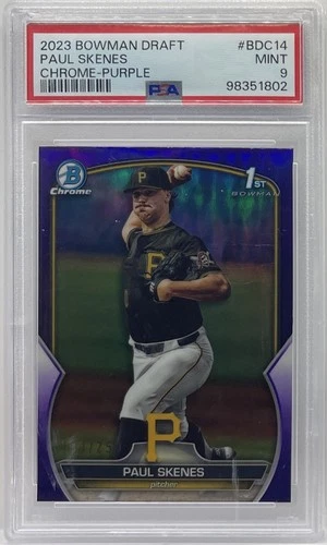 2023 Bowman Draft Chrome Paul Skenes Purple #181/250 1st Bowman Chrome PSA 9 RC