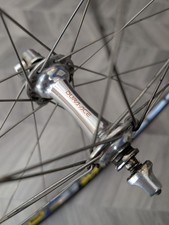 Duraace 7700 32 hole 9 Speed hubs. Mavic Rims w/ 9 speed 12-21 Duraace Cassette.