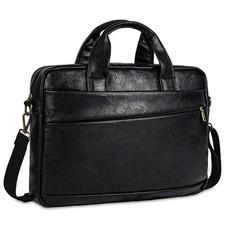 Faux Leather Messenger Bag for Men 15.6 Inch: Laptop Bag Briefcase Computer H...