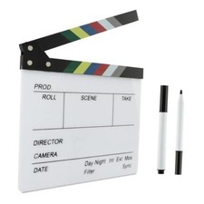 Acrylic Movie Film Clapboard, 12 x 10in Video Movie Clapboard White, Black