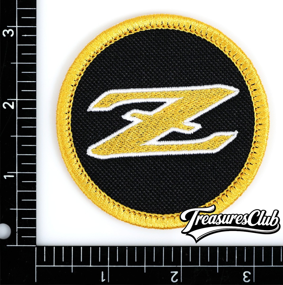 E*a様 #FR2 Earth Logo Embroidery Nylon Pa Nissan Z Embroidered Patch Black/Yellow Iron-On Sew-On Jacket