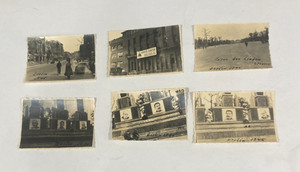 Six WWII Snapshot Photographs Berlin 1945 -  Buildings, Stalin Churchill Posters