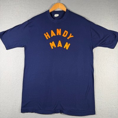 Vintage Belton Handy Man Graphic T-Shirt Mens XL Navy Blue Cotton Made in USA
