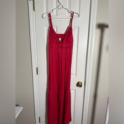 forever 21 red maxi dress Forever 21 Red One-Shoulder Flounce Gown Maxi Dress S/M