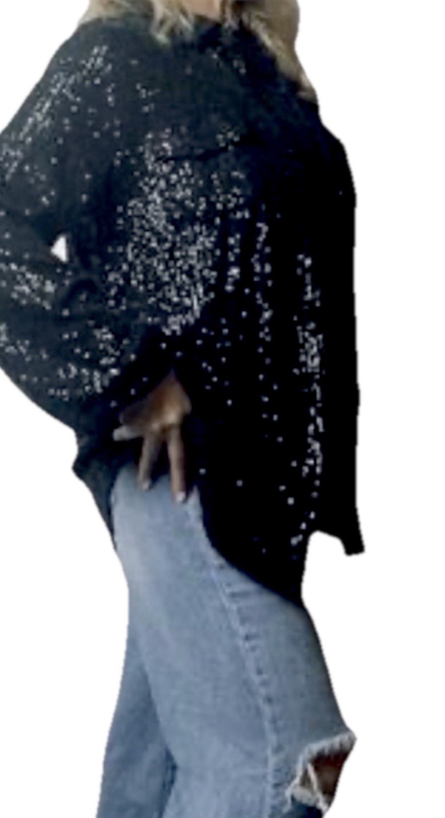 GUESS Sequin Button Up Collared Boyfriend Holiday… - image 1