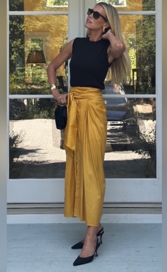 Julia Amory Cartagena Saffron Dupioni Silk Wrap Midi Skirt Tie Waist NWT Medium View 2
