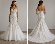 NWT Allure Bridals Wedding Gown Size 10 Champagne Ivory MSRP $1799