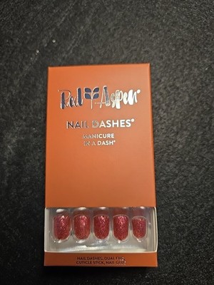 Red Aspen Press On Nail Short Square Pink Glitter Dazzle Effect, Emmaline  