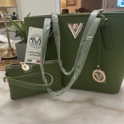NWT Valentino Orlandi Green Natalie Tote With Matching Wristlet