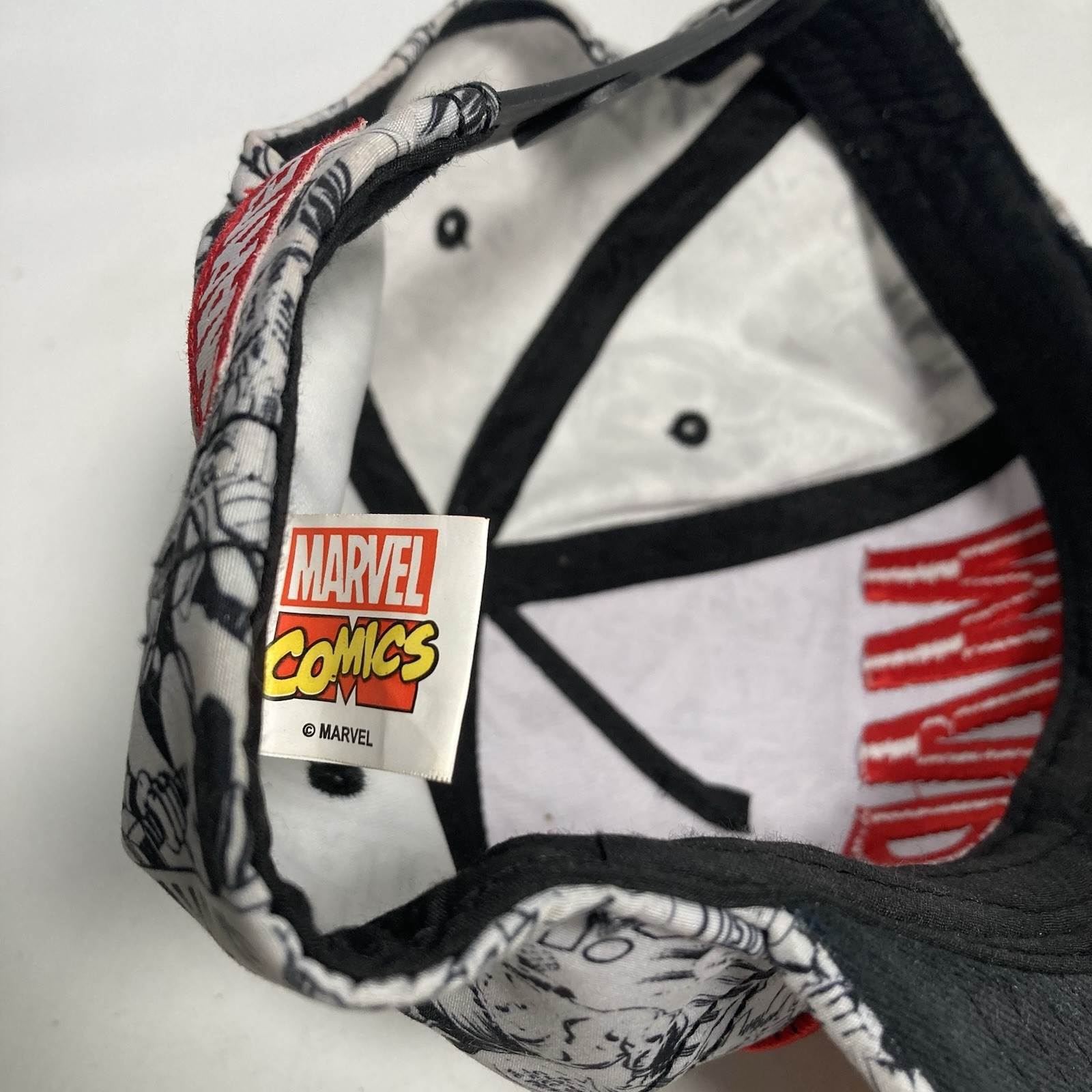 Marvel Logo & Comic Pattern Snapback Baseball Cap… - image 7