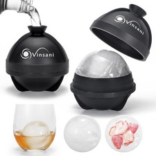 Vinsani 2 pack Ice Cube Ball Moulds Reusable Sphere Shaped Ice Ball Maker