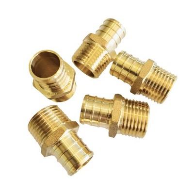 (Pack of 5) Pex 3/4 Inch x 1/2 Inch NPT Adapter Brass Crimp Fittings, ASTM F1...