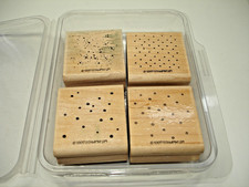 Stampin' Up! Itty Bitty Backgrounds Wood Block Rubber Stamp Complete Set 4 Box