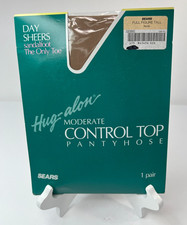 Vintage Sears Day Sheers Hug-Alon Moderate Control Top Pantyhose Nude Tall