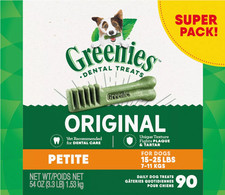 Greenies Original Petite Natural Dental Care Dog Treats, 54 Oz Box 90 Treats 