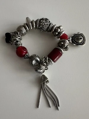 Bracelet style Bohémien Couleur argenté 20 cm – charms breloques cadeau femme - Photo 1/2
