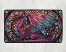 MTG Playmat | Stained Glass Dragon Themed Playmat | Unofficial MTG Playmat