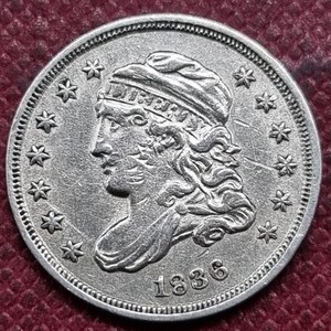 1836 Capped Bust Half Dime 5c Early Silver High Grade AU + #103039