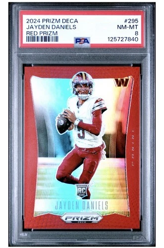 2024 Panini Prizm Deca Red /199 Jayden Daniels PSA 8 POP 17