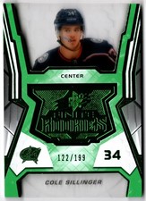 2021-22 Upper Deck SPx Finite Rookies Green COLE SILLINGER F-49 199 Blue Jackets