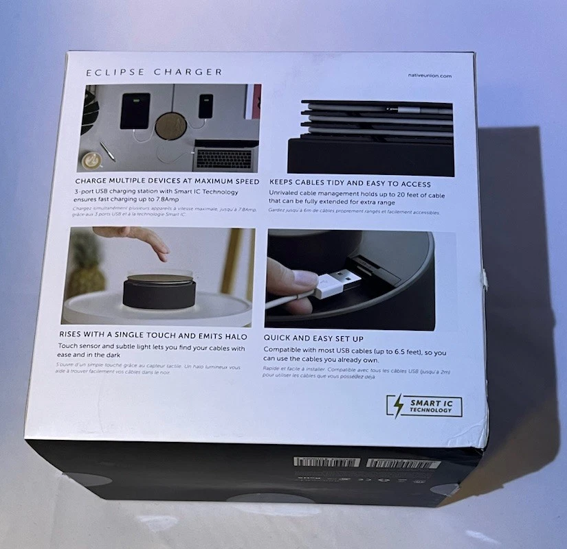 Native Union Eclipse 3 Port USB Charger Touch Sensor  - Wood / Black. Sealed - Image 3 of 4