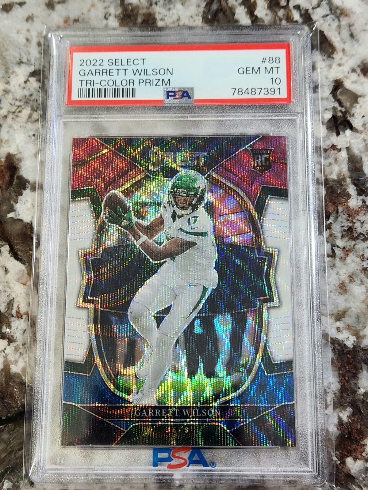 2022 Garrett Wilson RC #88 Select Tri-color Prizm Psa 10 Gem Mint #34/249 (1)