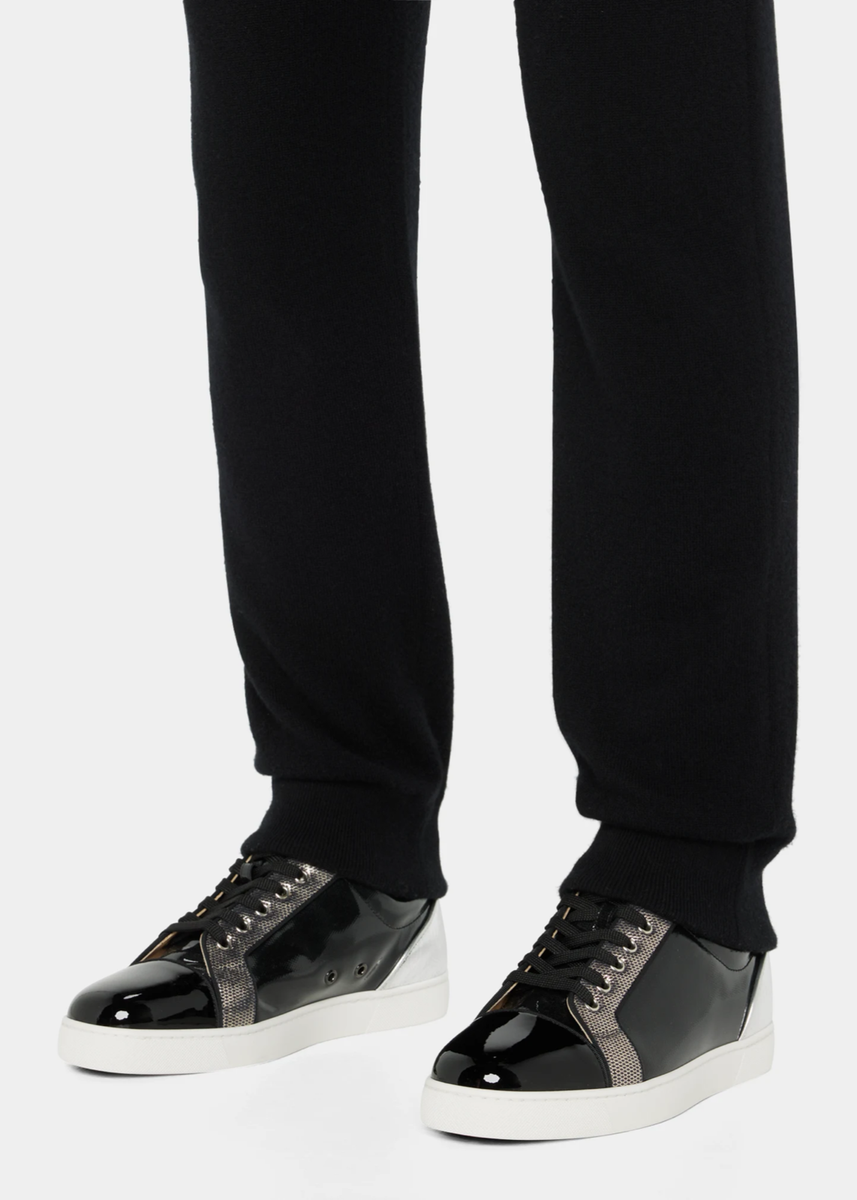 Christian Louboutin Louis Junior Orlato Flat Black Patent Low Top