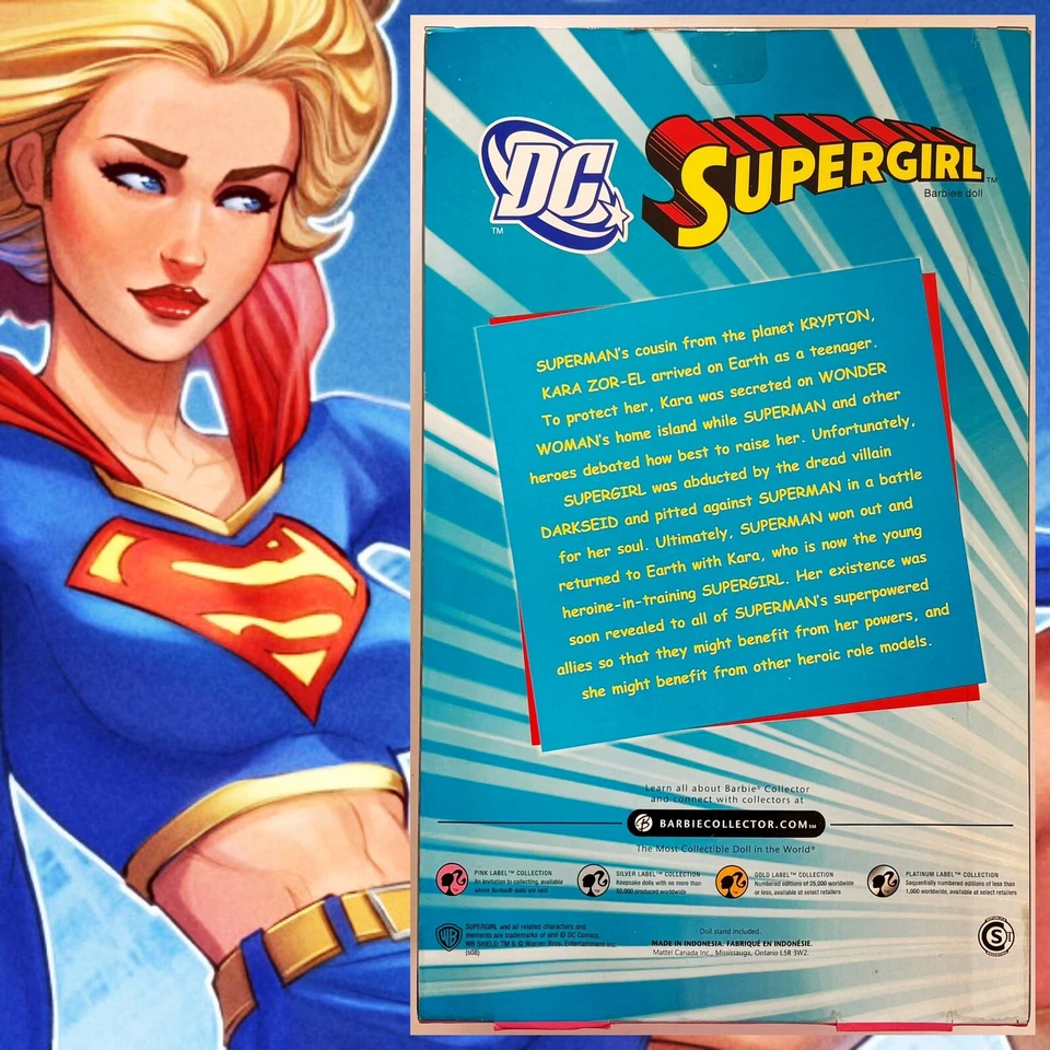 Barbie Coleccionista Etiqueta Plata Muñeca Supergirl Como Nueva en Caja Sellada 2008 Foto 2 de 4
