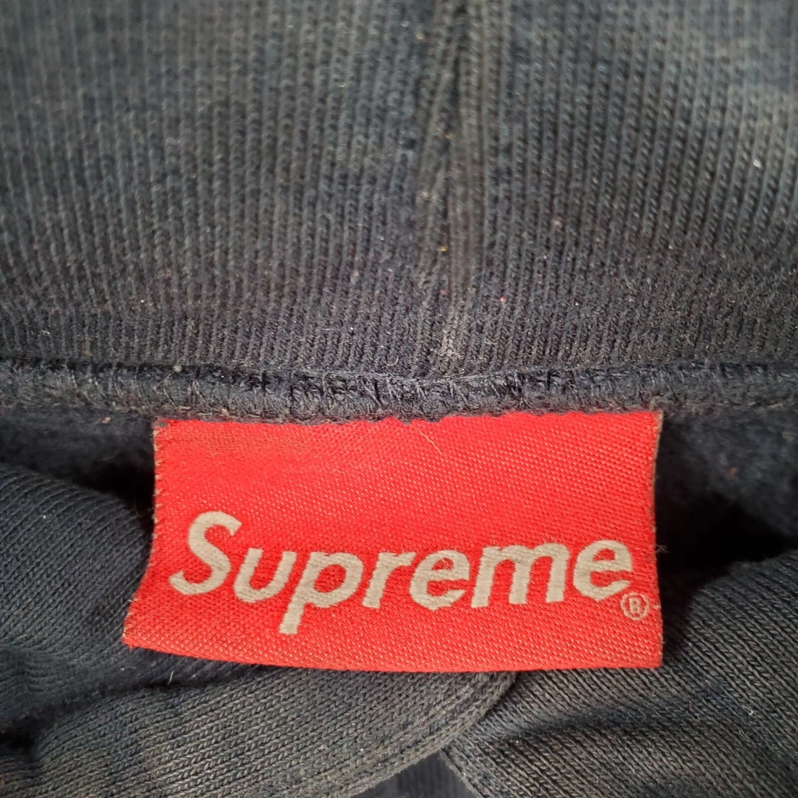 Felpa con cappuccio Supreme Text Rib uomo taglia large cotone pesante manica lunga