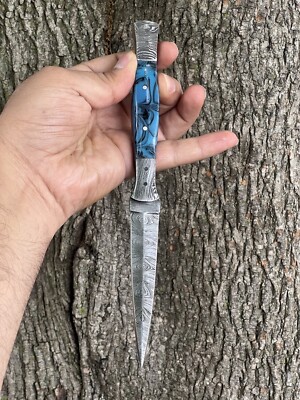 9'' Double-Edged Damascus steel Dagger boot Knife full tang Throwing With Sheath