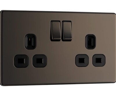 BG Elektrische Doppelschalt-Netzstecker Steckdose, Flachplatte schraubenlos
