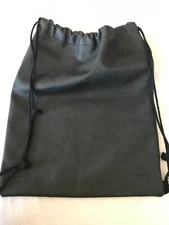 GERMAN FAUX LEATHER BLACK DRAWSTRING BACKPACK BAG