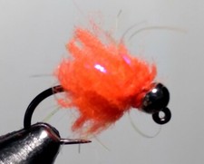 12 Tungsten #14 Fire Orange Eggstasy  bead head Fly Fishing Flies - Egg Pattern