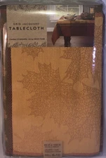 Fall Autumn Grid Jacquard 60”x102” Oblong/Oval Tablecloth/Mantel-Seats 8-10-NEW