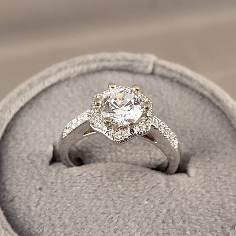 Aesthetic engagement Ring CZ Retro Style Women Promise Ring