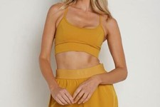 66 Varley Women's Yellow Scoop Neck Cross Back Sports Bra Size XS