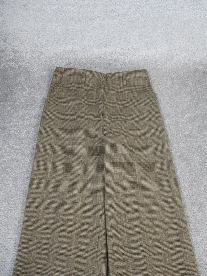 Pantalones de vestir Gunex para mujer 4 marrón a cuadros mezcla de lana pierna ancha Foto 2 de 4