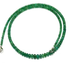 Natural Russian Emerald Smooth Rondelle Gemstone 4-6mm Bead Necklace 18" Gift
