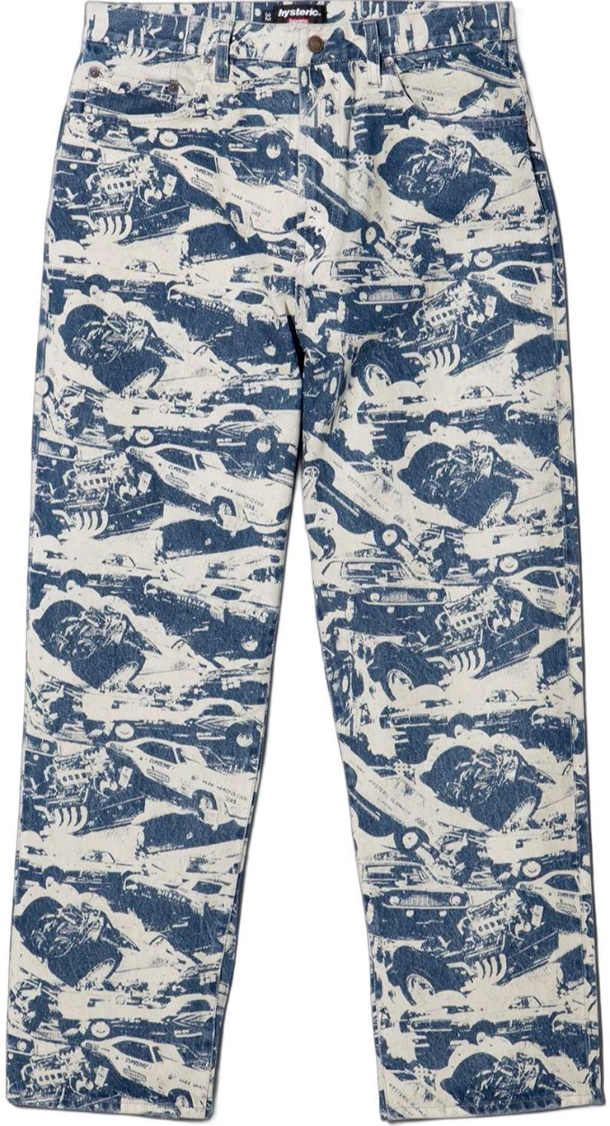 SUPREME®/HYSTERIC GLAMOUR CARS BAGGY JEAN lavé indigo taille 32 denim FW24