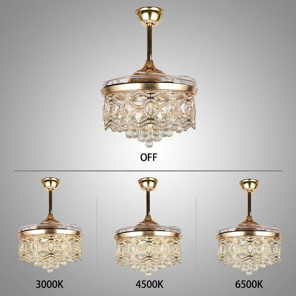 42"Crystal Fandelier Fan Lights Modern Ceiling Fan with Light and Remote Fan - Image 4 of 4