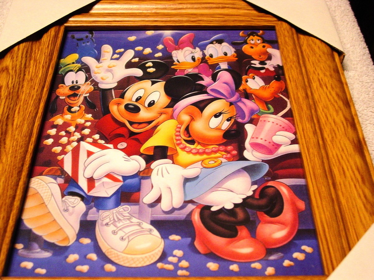 MICKEY MOUSE MINNIE DONALD 11X13 MDF FRAMED PICTURE POSTER ( WOOD