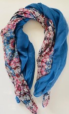 Set of 2 Unbranded Sheer Flowered/Blue Polyester Lightweight Scarves