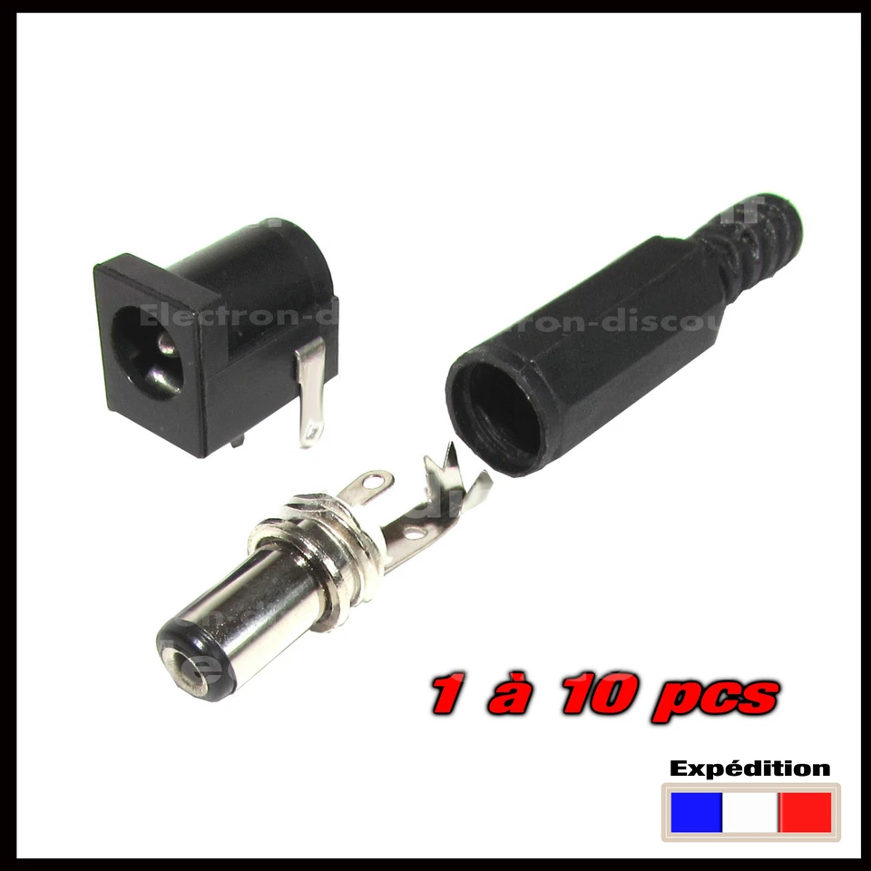 CA-4#Jack DC Mâle + Femelle châssis (2,1 x 5,5 mm) . Alimentation arduino DIY