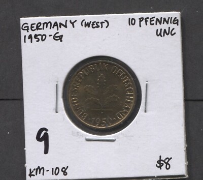 1950(G)-Germany (West)-10 Pfennig-UNC-KM-108