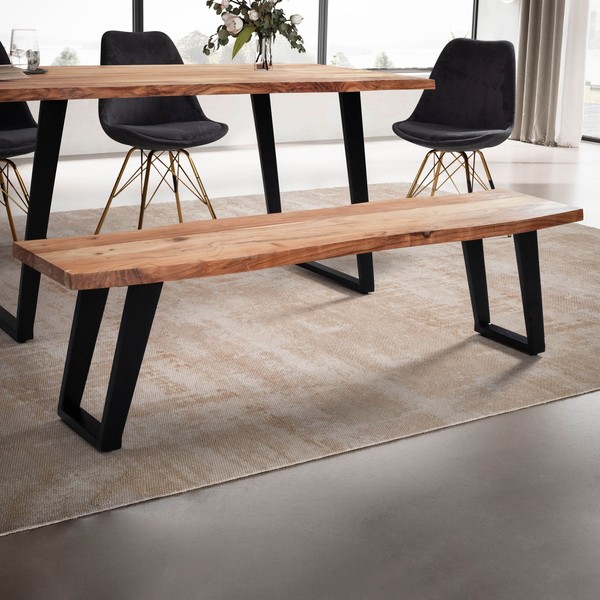 Esszimmerbank Finebuy Sitzbank 160 Cm Massivholz Essbank Baumkante KüChenbank-image