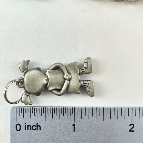 Ganz Silver Tone Enamel Charm Pendant Little Girl "I" Monogram Initial Letter - Picture 2 of 3