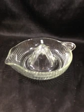Vintage Clear Glass Fruit Reamer Juicer Ribbed Tab Handle