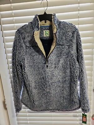 Green Tea Womens Sherpa Half Zip Gray Jacket Size L NWT Originally $25