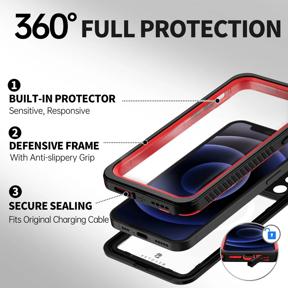 For Apple iPhone 12 Pro Max 12 Mini Clear MagSafe Magnetic Case Waterproof Cover - Image 4 of 4